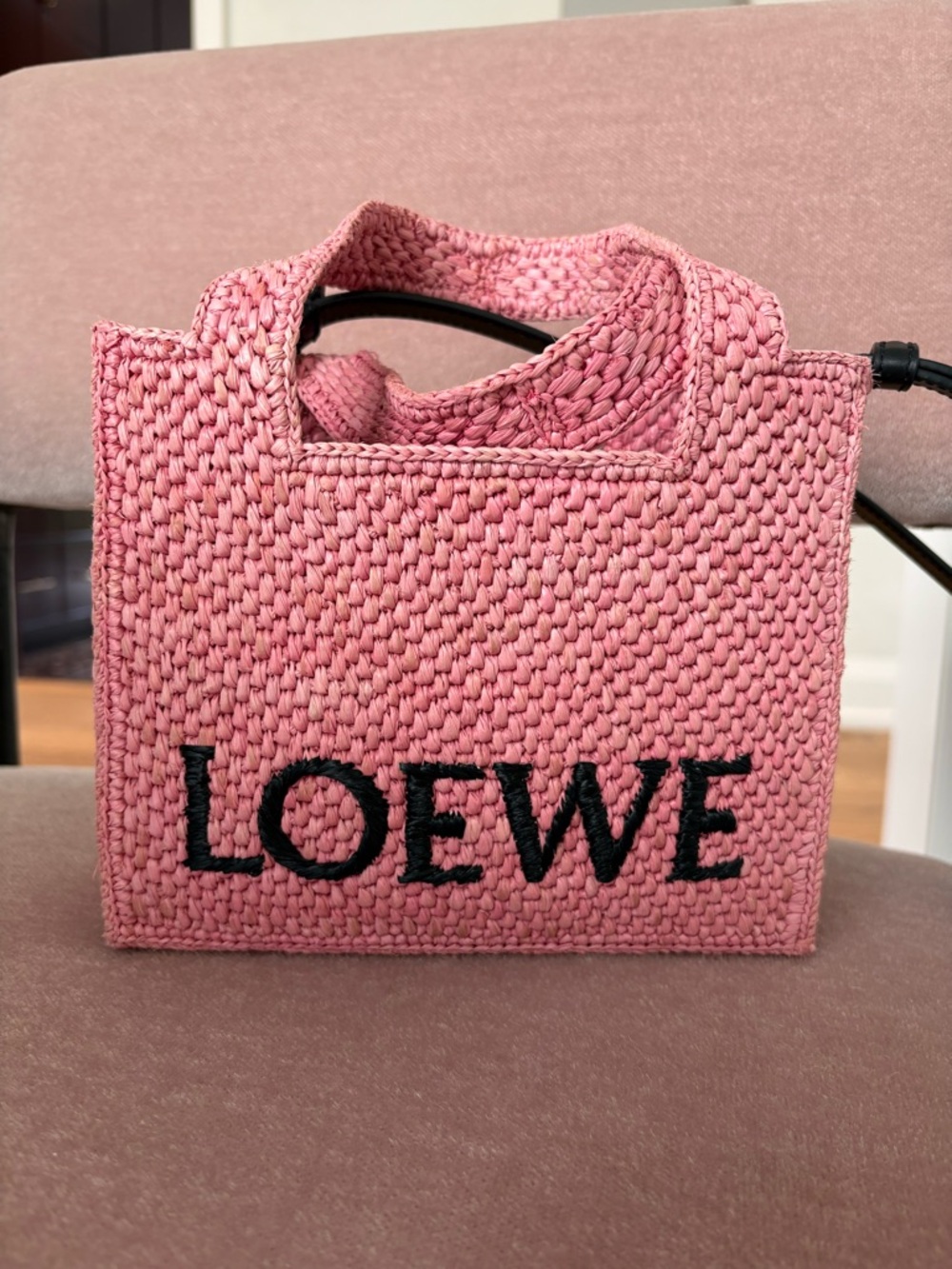 loewe x Paula's Ibiza Mini Font Raffia Tote Bag